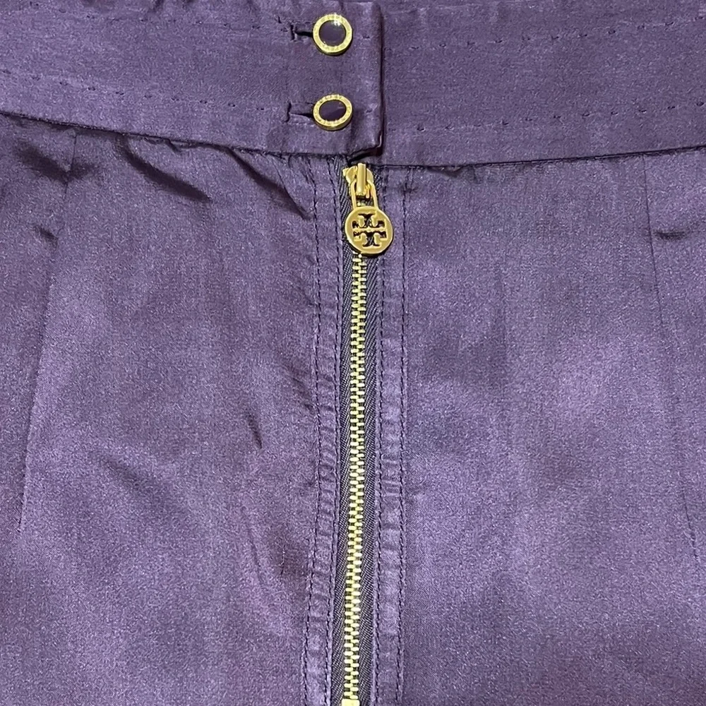 Tory Burch Purple Satin A-Line Skirt